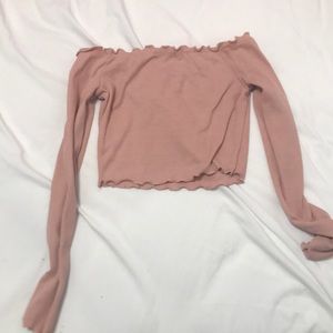 Cropped off shoulder long sleeve shirt